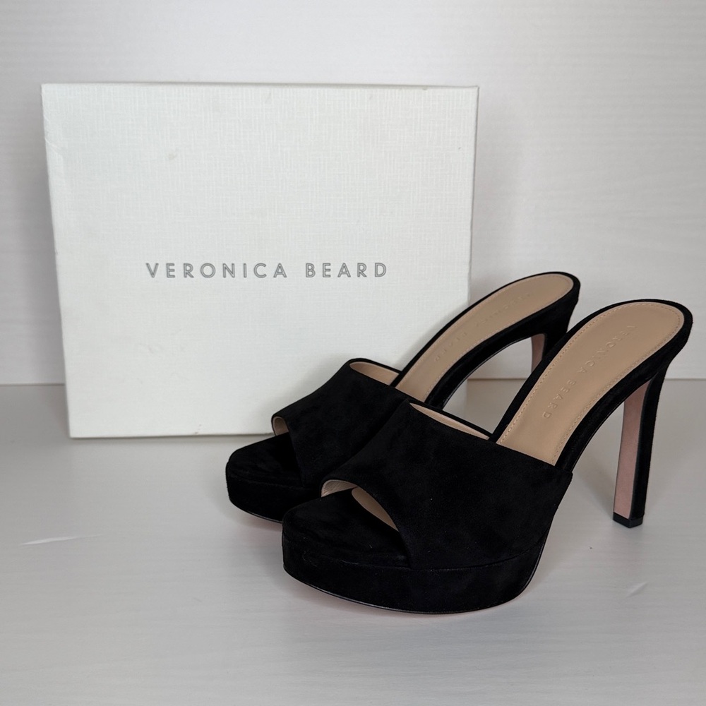 VERONICA BEARD Dali Platform Suede Stiletto Mules